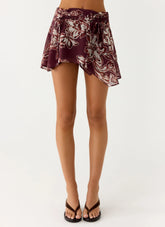 Fiore Asymmetrical Mini Skirt - Espresso Meadow