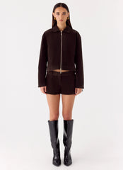 Jeremy Faux Suede Shorts - Chocolate
